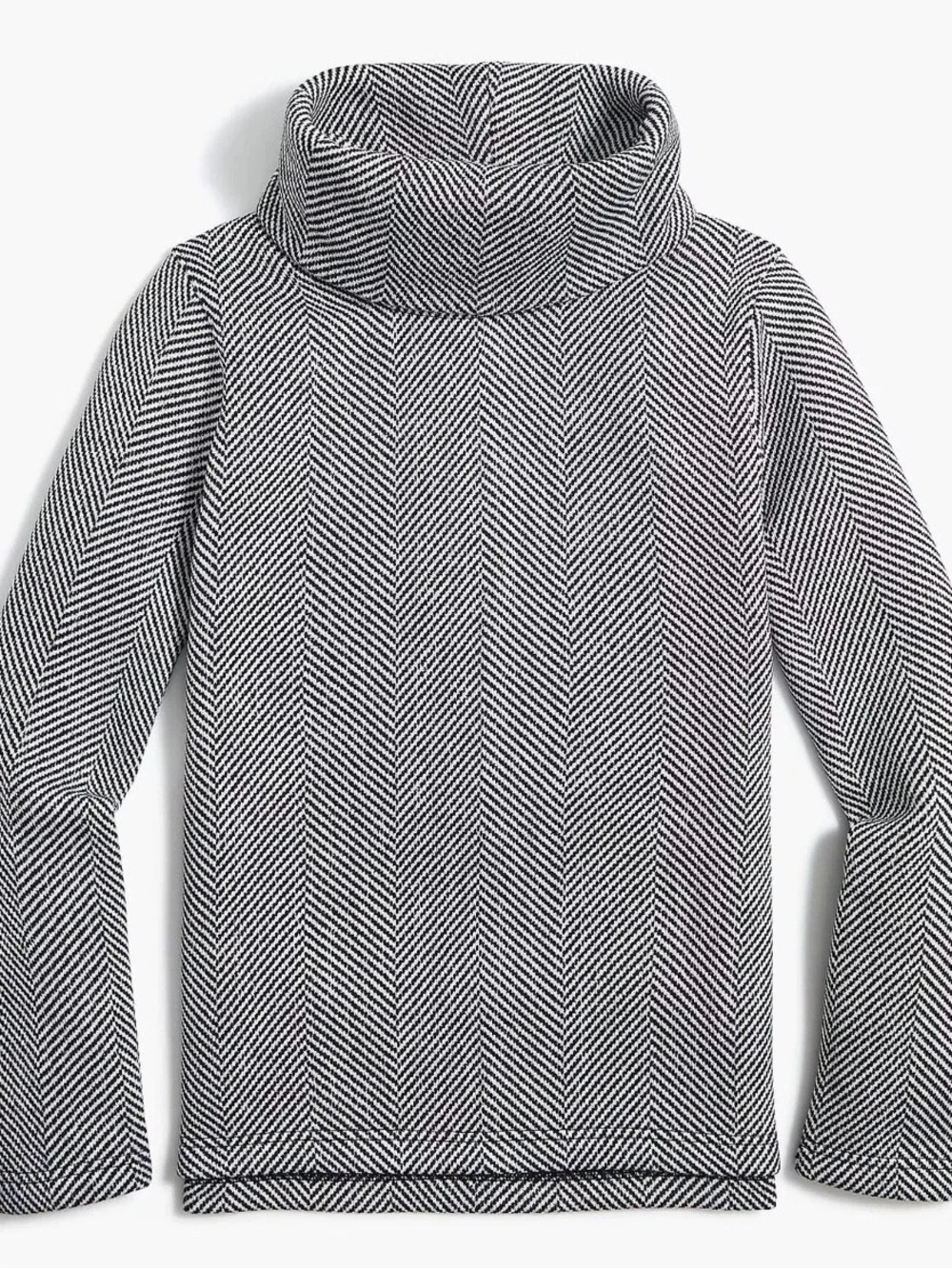 J.Crew Factory Herringbone Fleece-Lined Funnelneck Pullover Sweater Size S